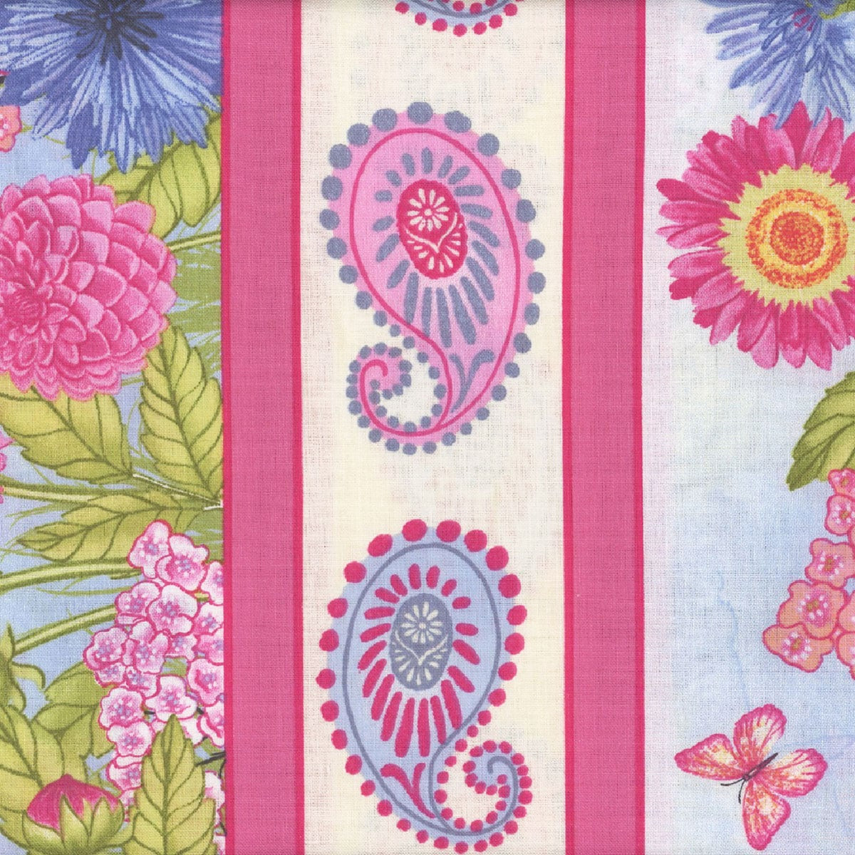 Wilmington Prints Paisley Punch Danielle Leone Pink Blue Cream